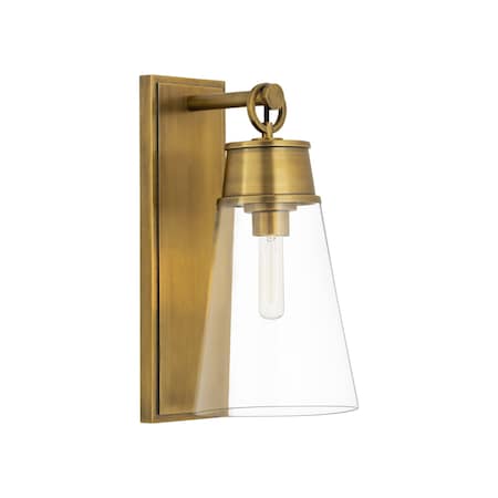 Z-Lite Wentworth 1 Light Wall Sconce, Rubbed Brass & Clear 2300-1SL-RB